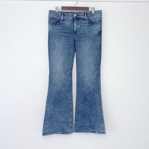 Express 70s Flare Midrise Jeans Medium Wash Denim Boho Stretch Retro Size 14